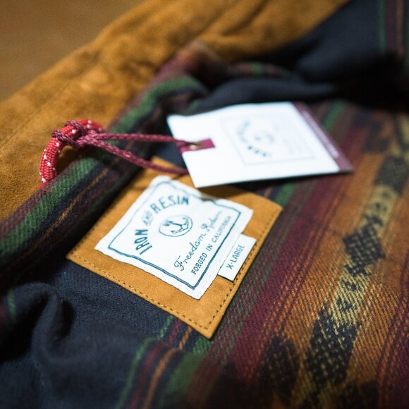 Mens Iron & Resin Ojai Goat Suede Jacket Cognac Brown XL NWT Flannel Lined - Picture 5 of 10